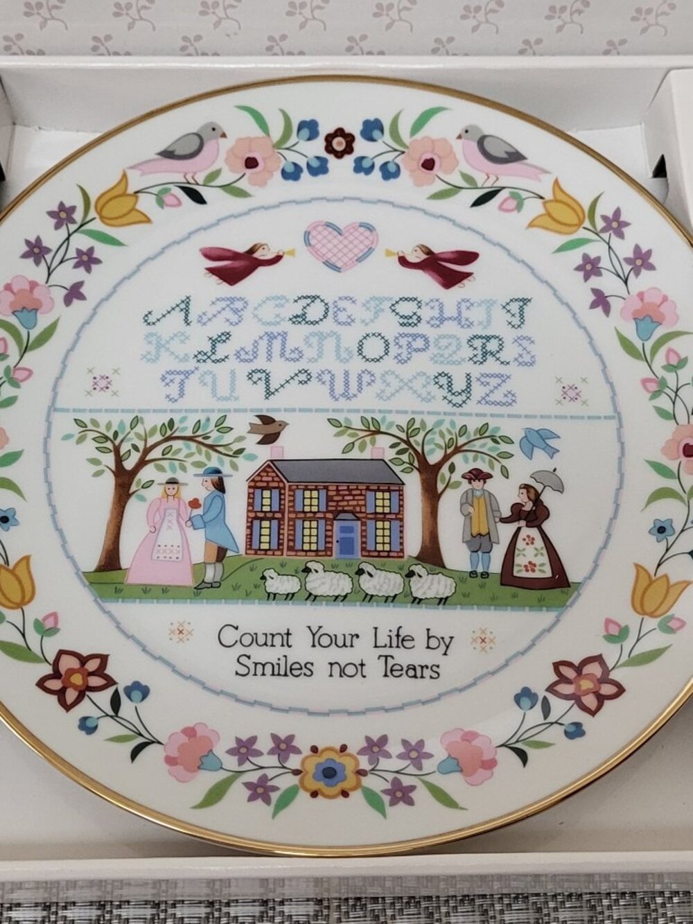 Vtg Porcelain Plate Collector 8.5"Linda Griffith 1986 Creative Circle Signed Box
